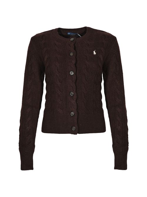 Cardigan a trecce in lana e cashmere Brown POLO RALPH LAUREN | 211972104007